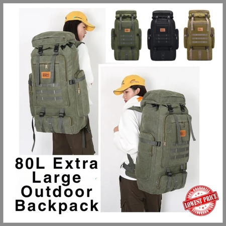 80L Large Capacity Backpack & nbsp; Hiking Bag Military Waterproof Vintage Khaki Forest Green