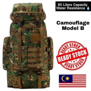 80L Large Capacity Backpack  Hiking Bag Military Waterproof Camouflage B