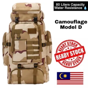 80L Large Capacity Backpack  Hiking Bag Military Waterproof Camouflage D