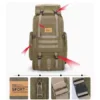 80L Large Capacity Backpack & nbsp; Hiking Bag Military Waterproof Vintage Khaki Forest Green