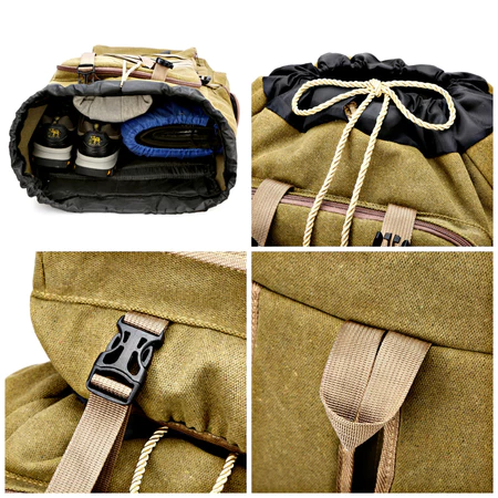 80L Large Capacity Backpack & nbsp; Hiking Bag Military Waterproof Vintage Khaki Forest Green