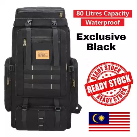 80L Large Capacity Backpack & nbsp; Hiking Bag Military Waterproof Black