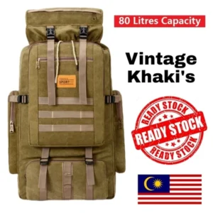 80L Large Capacity Backpack & nbsp; Hiking Bag Military Waterproof Vintage Khaki
