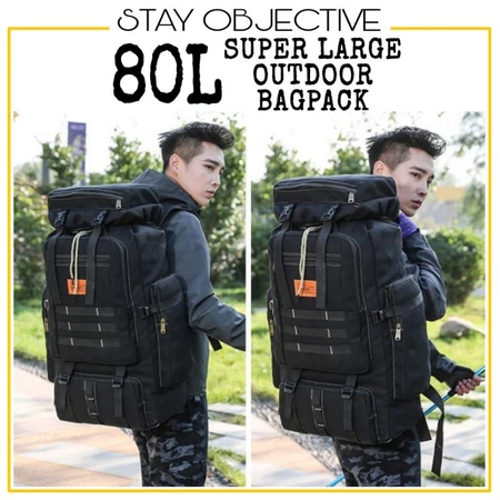 80L Large Capacity Backpack & nbsp; Hiking Bag Military Waterproof Vintage Khaki Forest Green