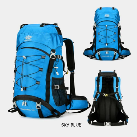 60L Large Capacity Waterproof Hiking Camping Backpack Sky Blue