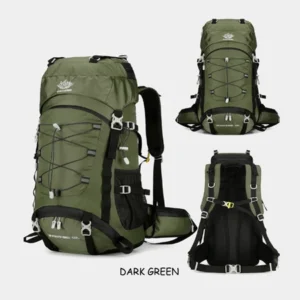 60L Large Capacity Waterproof Hiking Camping Backpack Dark Green