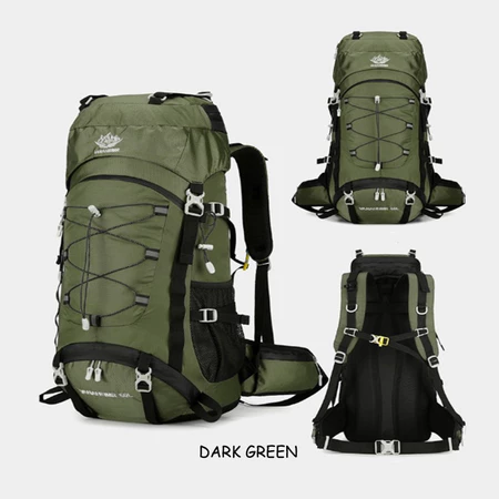 60L Large Capacity Waterproof Hiking Camping Backpack Dark Green