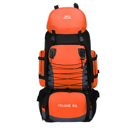 90L Waterproof Hiking Camping Backpack Trekking Bag Rucksack Large Orange