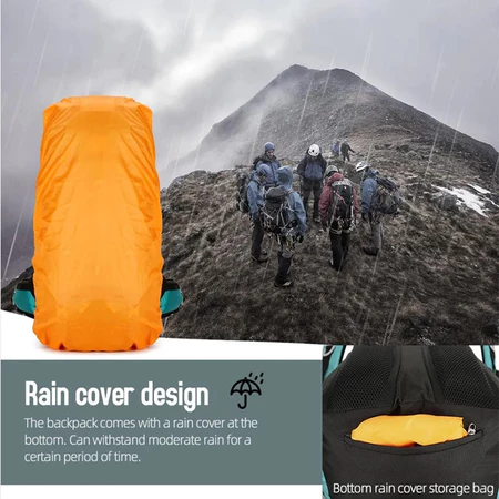 60L Large Capacity Waterproof Hiking Camping Backpack Orange