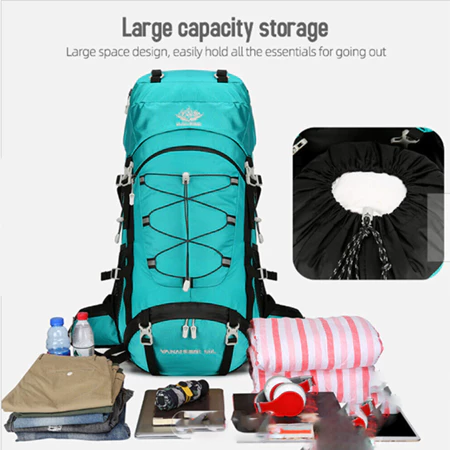 60L Large Capacity Waterproof Hiking Camping Backpack Orange