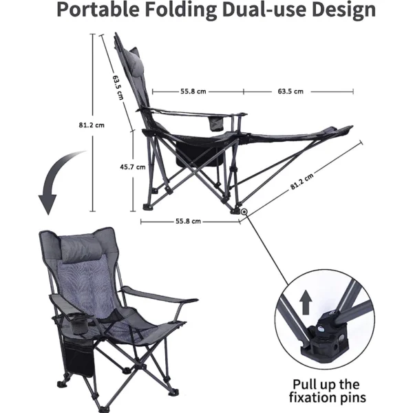 Portable Folding Recliner Lazy Chair Camping Chair