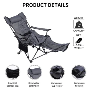 Portable Folding Recliner Lazy Chair Camping Chair